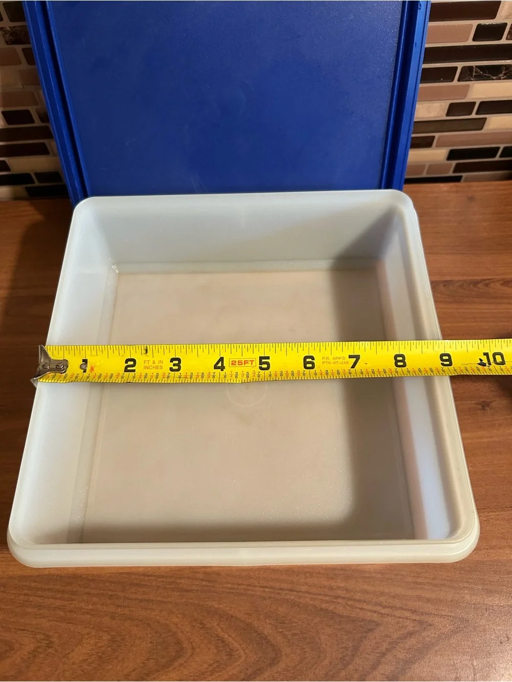 Tupperware Blue Lid White Base Square Food Storage Container